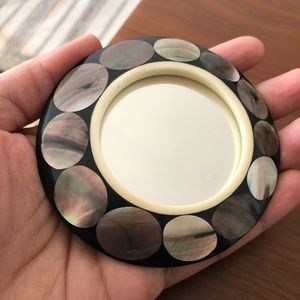 Vintage mother of Pearl abalone pocket mirror
